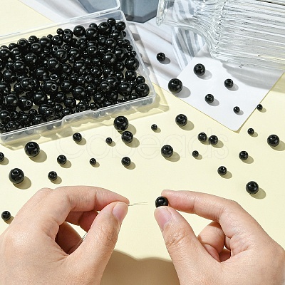 230Pcs 4 Styles Glass Round Bead Strands GLAA-YW0003-74-1
