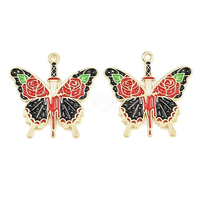 Alloy with Black Enamel Pendants AL-CBA2919-02G-02-1