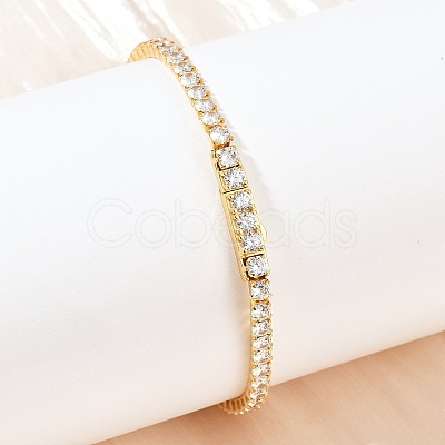 925 Sterling Silver Micro Pave Cubic Zirconia Tennis Bracelets for Women BJEW-C117-01B-G02-1