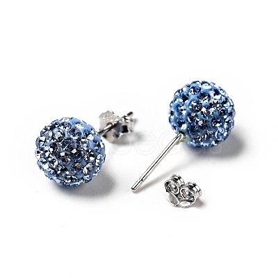 Gifts for Her Valentines Day 925 Sterling Silver Austrian Crystal Rhinestone Ball Stud Earrings for Girl Q286H081-1