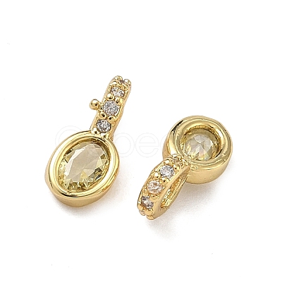 Brass Micro Pave Cubic Zirconia Charms KK-Q039-04A-G-1