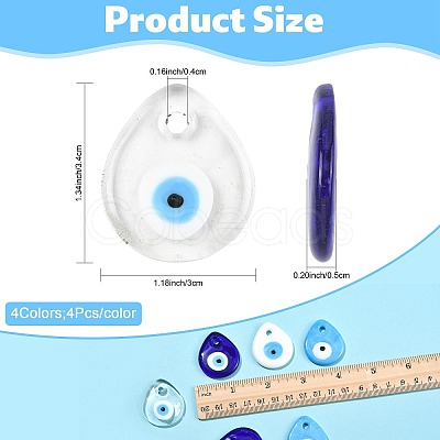 16Pcs 4 Colors Handmade Lampwork Evil Eye Pendants LAMP-FS0001-69-1