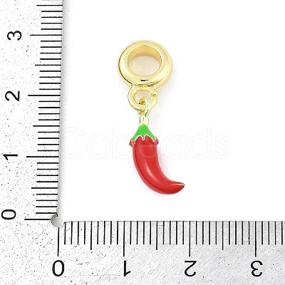 Brass Red Enamel Vegetable European Dangle Charms KK-Z090-06G-01-1