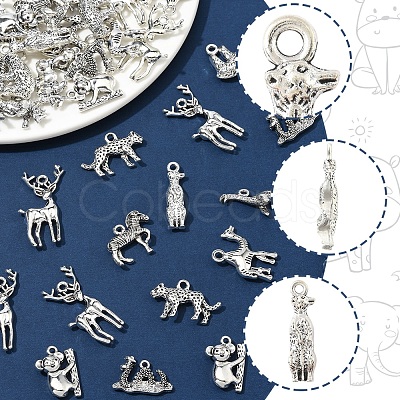 50Pcs Tibetan Style Alloy Animals Pendants FIND-FS0004-34-1