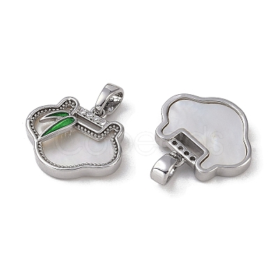 Brass & Shell & Clear Cubic Zirconia Charms KK-G497-18P-1