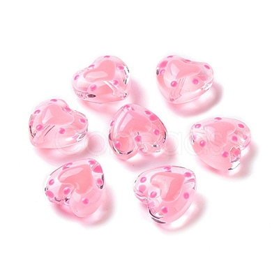 Glass Heart Beads GLAA-D005-01A-1