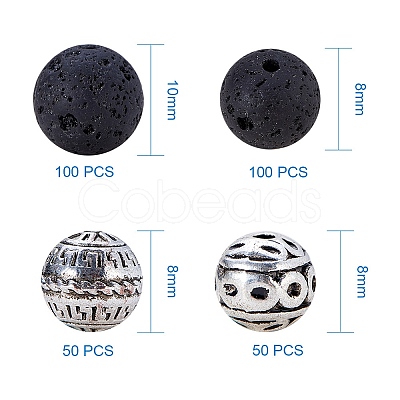 200PCS Natural Lava Rock Beads DIY-PH0014-01-1