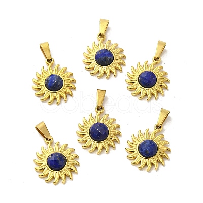 Natural Lapis Lazuli Faceted Sun Pendants STAS-P361-03G-01-1