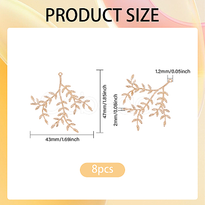 8Pcs Brass Leaf Pendants KK-CA0002-79-1