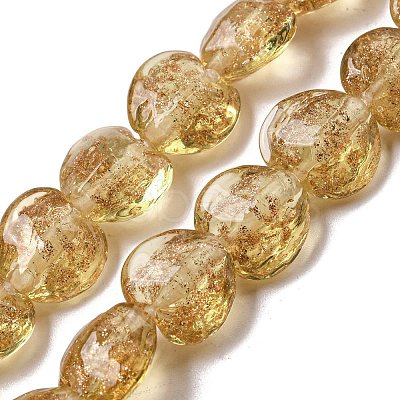 Handmade Gold Sand Lampwork Beads Strands LAMP-L079-04D-1