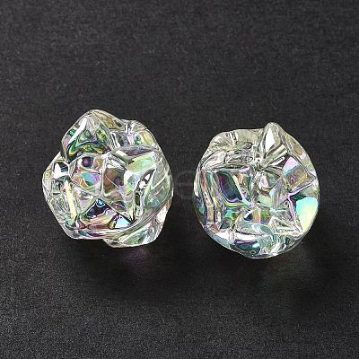UV Plating Rainbow Iridescent Acrylic Beads OACR-H015-09-1