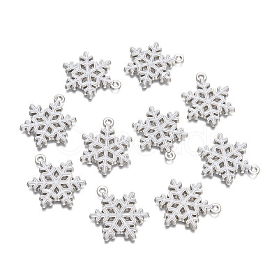 Snowflake Alloy Enamel Pendants X-ENAM-R041-34-1