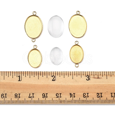 DIY Oval 304 Stainless Steel Cabochon Connector & Pendant Making Kits DIY-FS0008-31-1