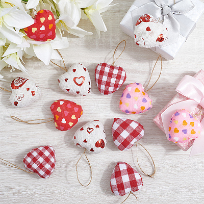 12Pcs 6 Colors Valentine's Day Foam & Cloth Pendant Decoration AJEW-CY0001-34-1