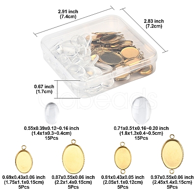 DIY Oval 304 Stainless Steel Cabochon Connector & Pendant Making Kits DIY-FS0008-31-1