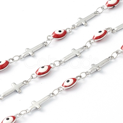 304 Stainless Steel Enamel  Link Chains STAS-H145-12P-1