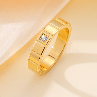 304 Stainless Steel & Cubic Zirconia Finger Rings FS-WG10832-04-1