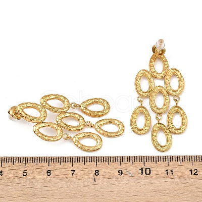 304 Stainless Steel Teardrop Tassel Stud Earrings EJEW-C164-01G-1