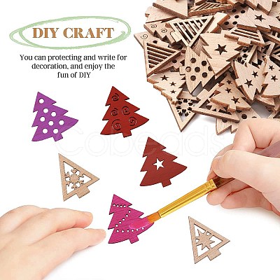 100Pcs Christmas Tree Unfinished Wooden Ornaments WOCR-CJ0001-01-1