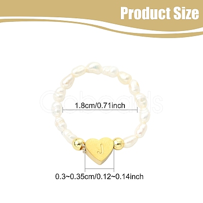 Natural Freshwater Pearl & 304 Stainless Steel Bead Finger Rings RJEW-FS00001-10-1