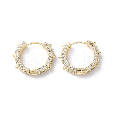 Brass Micro Pave Cubic Zirconia Hoop Earrings EJEW-P259-02G-1