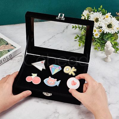 Rectangle Velvet Presentation Boxes for Brooch Badge Storage and Display CON-WH0095-05-1