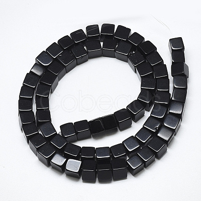 Natural Black Stone Beads Strands G-S357-G23-1
