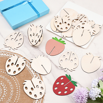 24Pcs 2 Styles Unfinished Wood Strawbeery Ornaments WOOD-SC0002-26-1