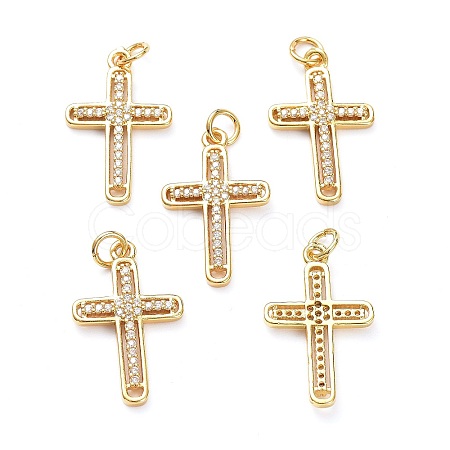 Brass Micro Pave Clear Cubic Zirconia Pendants LS-ZIRC-L100-111G-1