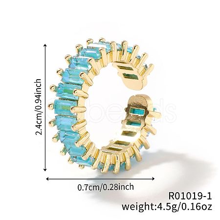 Brass Glass Cuff Rings ZQ1341-1-1