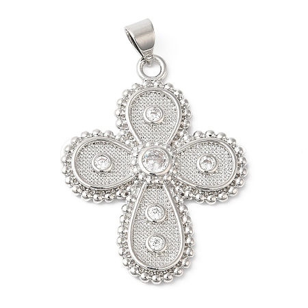 Rack Plating Brass Micro Pave Cubic Zirconia Pendants KK-R143-02P-1
