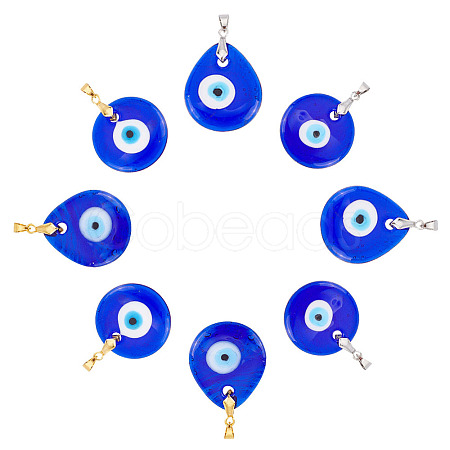 ARRICRAFT 8Pcs 4 Style Handmade Lampwork Evil Eye Pendants FIND-AR0003-27-1