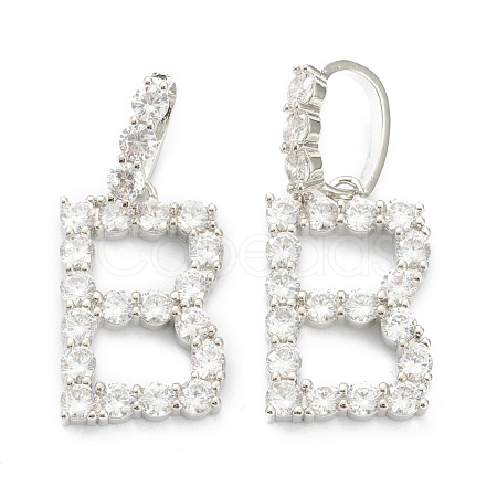 Brass Micro Pave Clear Cubic Zirconia Pendants ZIRC-J039-18P-B-1