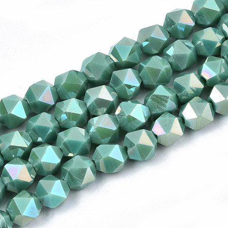 Electroplate Opaque Glass Beads Strands EGLA-T019-05N-1