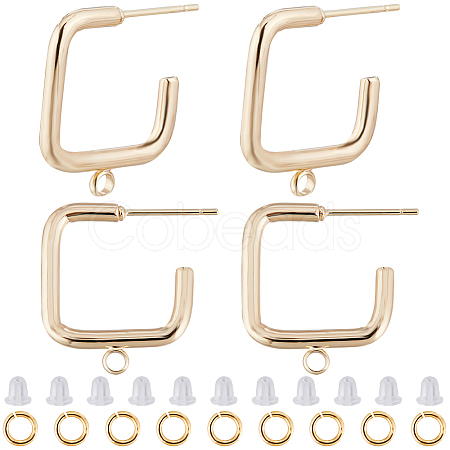 20Pcs Rectangle Brass Stud Earrings Findings DIY-CN0002-92-1