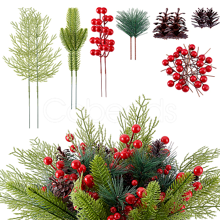 160Pcs Resin & Pvc Artificial Pine Needle Branches FIND-PH0025-62-1