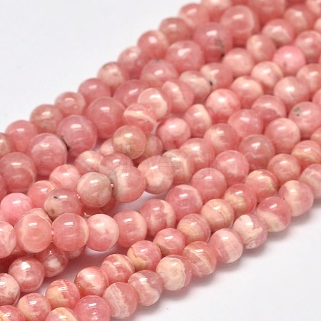 Round Natural Rhodochrosite Bead Strands G-F289-21-5mm-1