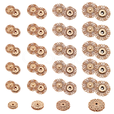 Nbeads 24Pcs 4 Style Alloy & Brass Snap Buttons FIND-NB0003-66KCG-1