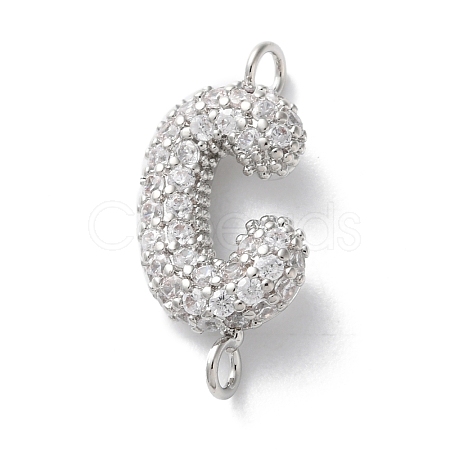 Brass Micro Pave Cubic Zirconia Letter Links KK-I717-04C-P-1