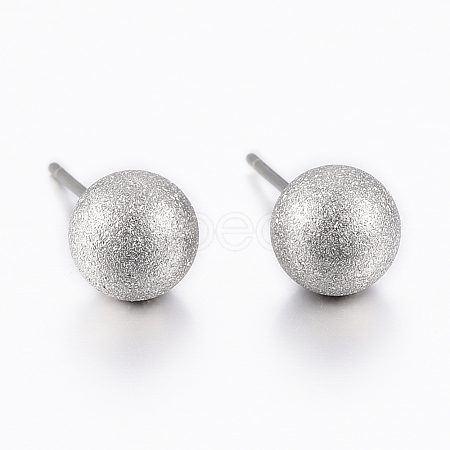 Tarnish Resistant 304 Stainless Steel Ball Stud Earrings EJEW-K064-D-01P-1