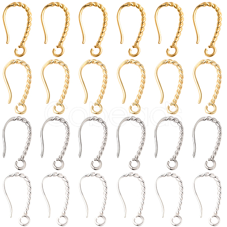 40Pcs 4 Colors Long-Lasting Plated Brass Ear Wire KK-SC0006-51-1