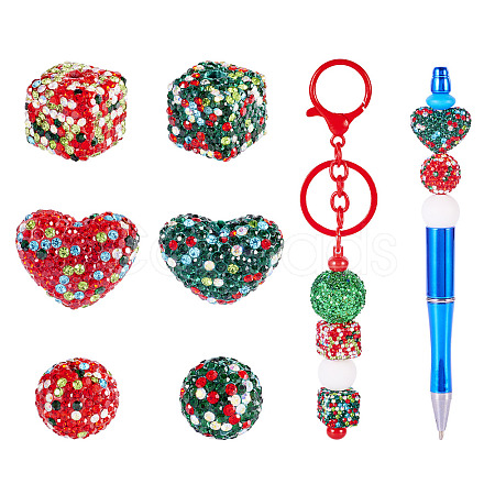 6Pcs 6 Styles Polymer Clay Rhinestone Bead Sets CLAY-TA0001-61-1