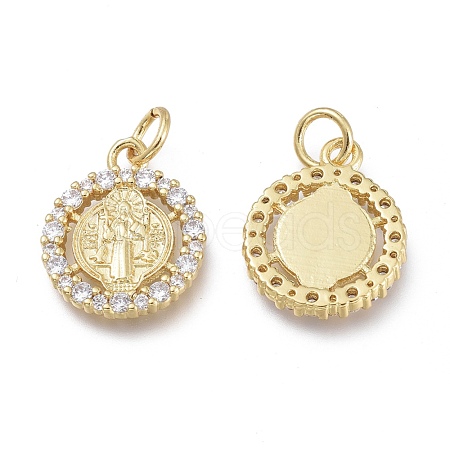Brass Micro Pave Clear Cubic Zirconia Charms ZIRC-Q024-04G-1