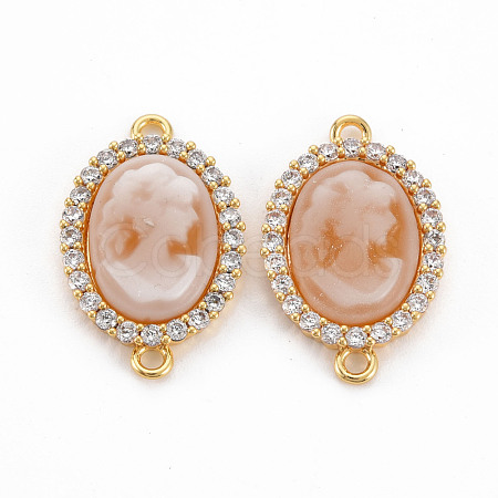 Brass Clear Cubic Zirconia Links Connectors KK-N233-120B-NF-1