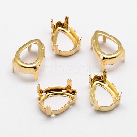 Flat Teardrop Brass Sew on Prong Settings KK-N0084-02G-7x10-1
