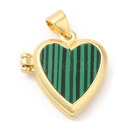 Natural Malachite Locket Pendants KK-K332-15G-02-1