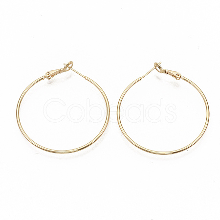 Brass Hoop Earrings EJEW-T007-01G-NF-1