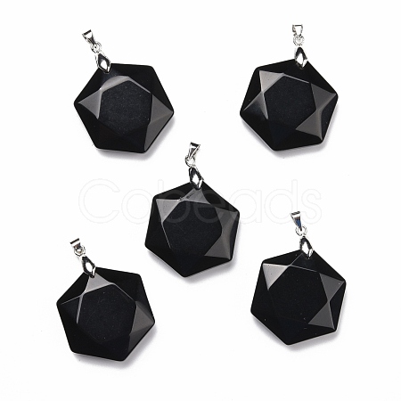 Natural Obsidian Pendants G-C241-02A-1