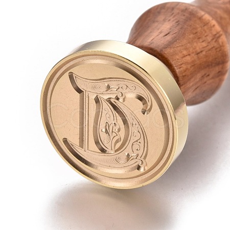 Brass Retro Initials Wax Sealing Stamp AJEW-F046-03T-1