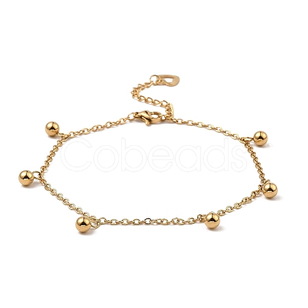 PVD Vacuum Plating 304 Stainless Steel Round Beads Charm Bracelet BJEW-K231-03G-1